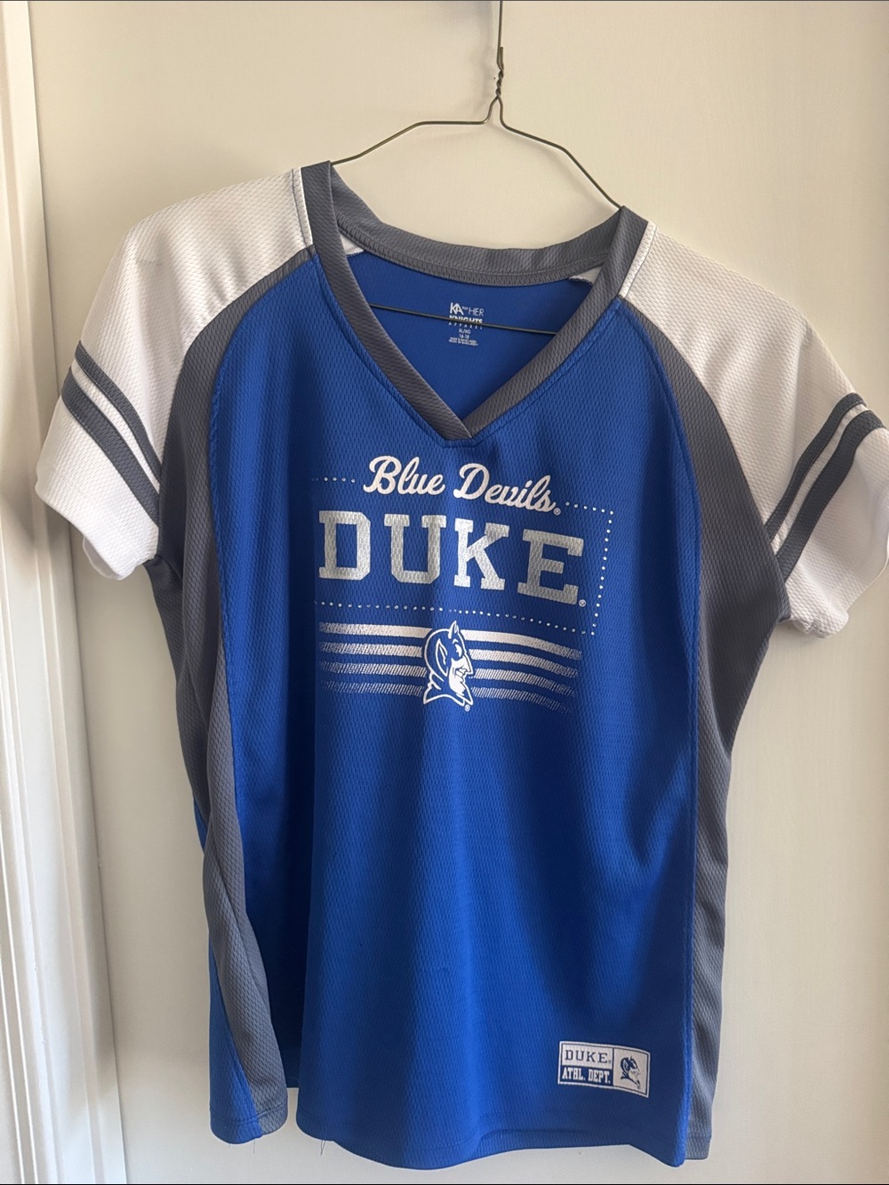 Knights Apparel Duke Blue Devils Royal Blue Gray White Jersey